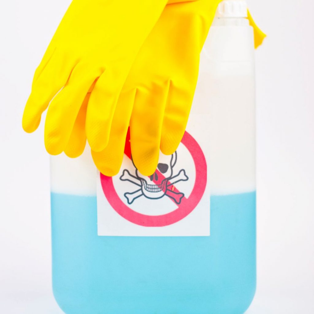 Are there any restrictions on the types of cleaning products use for an event - Warning label